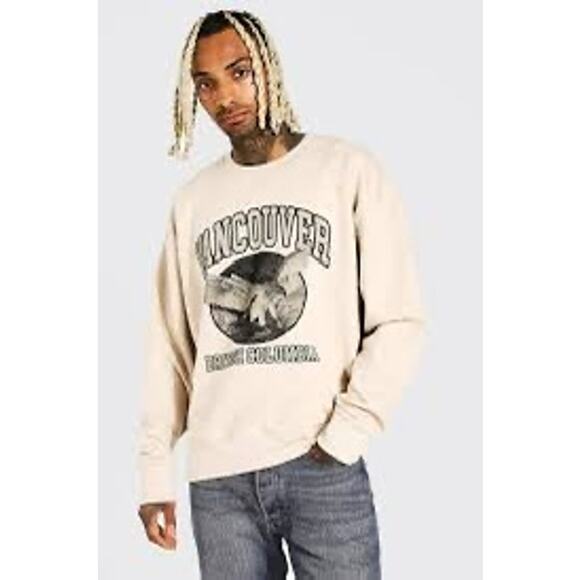 Boohoo Oversized Vancouver Crewneck Sweatshirt Men’s Size Small - Picture 1 of 10